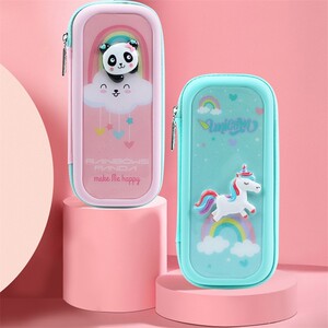 新品水晶熊猫水蓝小学生儿童女孩笔盒可爱男孩笔袋批发