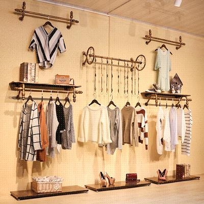 新品服装店挂衣服d架童装店展示架上墙壁挂式女装店铺装饰铁艺创
