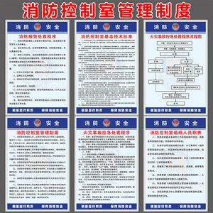 消防控制室火灾事故报警应急处置程序流程图值班室人员职责制度消防水泵房安全管理制度牌操作流程规程牌定制