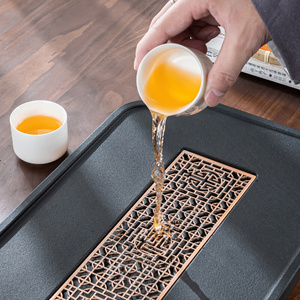 茶盘石盘乌金石头茶台石英石托盘带排水中u式轻奢现u代家用小型茶