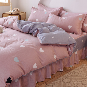 床裙四件套纯棉100全棉床罩式床单被套床笠款家用床上用品4季通用