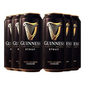 爱尔兰进口guinness司陶特黑啤吉尼斯啤酒440ml*6听罐氮气