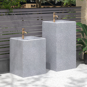 大理石洗手盆立柱式户外一体落地式洗脸盆阳台庭院洗手台室外水池