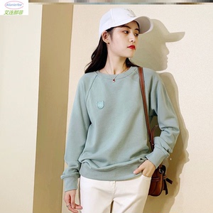 卫衣显瘦韩版刺绣2022秋冬加绒加厚新款减龄插肩宽松棉套头低领女