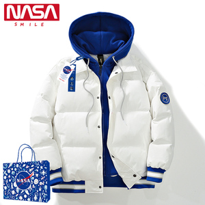 NASA旗舰店官网羽绒服女冬季新款假俩件白鸭绒外套男青少年上衣服