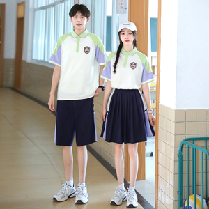 班服初中生韩版短袖t恤学院风高中生校服定制套装小学六年级毕业