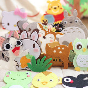 幼儿园环创亲子手工作业可爱动物猫梅花鹿老虎燕子不织布材料