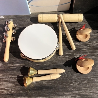 合儿园小学奥尔夫打击h摇器 手乐铃鼓响板组幼早教原木儿童乐器j