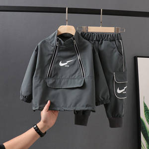耐克儿童春秋洋气衣服男童春款年新款套装宝宝运动时髦潮酷两件套