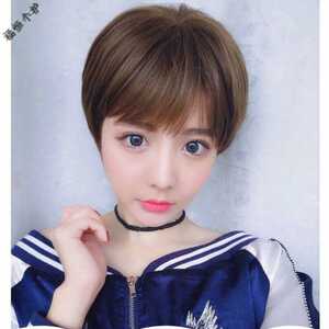 网红超短发假发女韩版帅气圆脸黑色学生空气薄刘海蓬松自然全头套