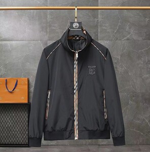 官方正品巴宝莉纯色男装夹克春季经典款立领外套奢侈品高档男风衣