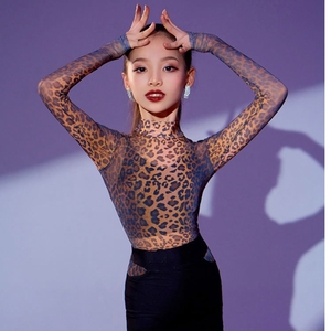 夏季短袖芭蕾舞拉丁练功服蓝露背网纱幼儿中国舞跳舞优可豆旗舰店