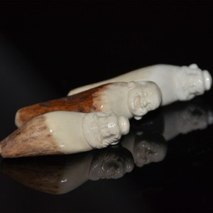 高档鹿角尖雕刻挂坠文佛钟馗吊坠把手件小p玩配饰配件ins