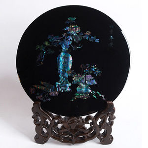 扬州漆器厂漆花牌渔舟唱晚江乡渔乐点螺台屏摆件插屏桌面装饰商务