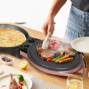 两面烤煎锅全自动双面不粘大号加深电饼档铛烙饼锅家用多功能