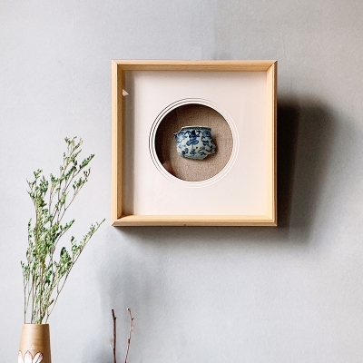 i新中式瓷片实物立体框实木多层卡纸装裱框禅意画框定制任意2p022