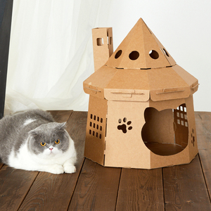 冬暖夏凉纸箱猫窝宠物窝室内猫房子猫舍创意卡通蒙古包造型猫窝