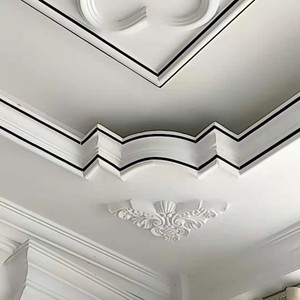 欧式餐厅客厅二级棚m顶吊顶转角天花石膏线角花角造型四角石膏雕