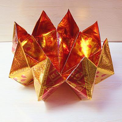 8个花瓣旺旺金莲花聚宝盆烧纸金纸纸叠旺旺金纸拜佛礼佛烧纸用.