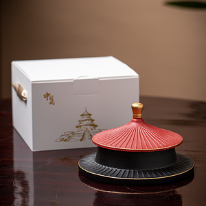 天坛文创烟灰缸陶瓷带盖中式创意家用故宫国潮风公司礼品纪念品伴