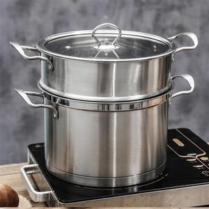 汤厚304不锈钢小蒸锅双层家用加锅蒸煮型小炖蒸笼电磁炉燃气灶用