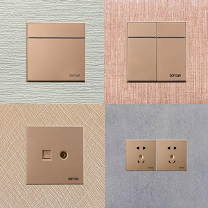 索菲亚电工大面板香槟金墙壁全屋家用一位k多控带五孔开关插座套m