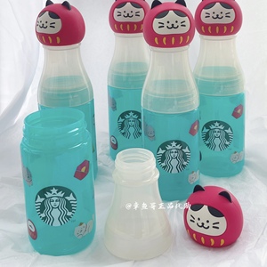 星巴克杯子日本招财猫达摩奶瓶杯塑料随行杯可爱车载桌面创意水杯