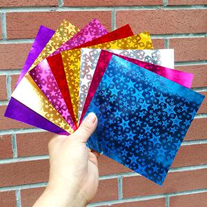 折纸镭射闪光彩纸星星闪亮手工荧光彩色糖果小学生正方形珠光的