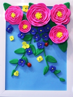 立体画粘土相框画泥塑浮雕画手办儿童女孩太空手工泥彩泥珍珠.