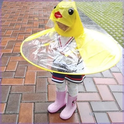 儿童下雨卡篷儿童斗笠帽飞碟雨衣小宝斗通雨宝孩伞w帽抖音雨天神