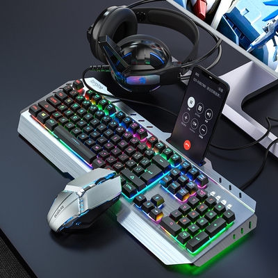 牧马人游戏键盘鼠标套装机械手感专用有j线耳机三件套二件两件键