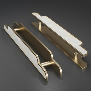 轻奢实木门拉手镶嵌天然树脂石材玻璃门把手仿古中式大门长拉把手