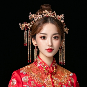 禾秀服新娘头饰显脸小2021年新款汉婚服简单大气圆脸和结中式高级