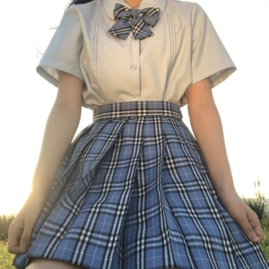 长庚未眠#小蓝格#成品布jk制服女过膝优等生不良格子原创正品现货