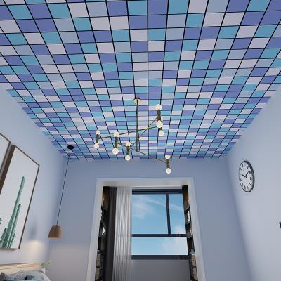 天花板自粘墙贴吊顶装饰屋顶贴纸欧式加厚防水厨房卫生间pvc壁纸