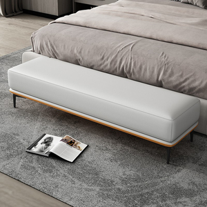 网红北欧轻奢床尾凳家用长条沙发皮凳衣帽间实木换鞋凳卧室床边椅