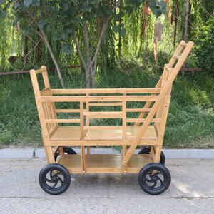 六一儿童节 双胞胎婴儿推车轻便双人老北京竹藤编儿童小竹子手推