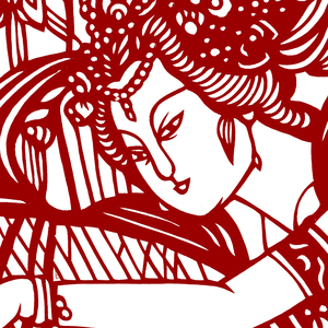 剪纸底稿图样手工刻纸图案古装仙女祝寿起舞中国风刻纸.画打印底