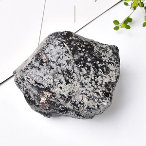 石收藏天然雪花标本矿物黑曜石原石摆件奇石毛料装饰料雕刻直销