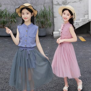 女童夏装套装2021新款中大童衬衣裙两件套儿童洋气网纱公主裙子潮