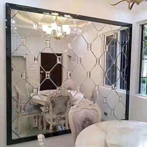 艺术玻璃背景墙菱形拼镜玻璃背景餐厅背景背景墙边框造型