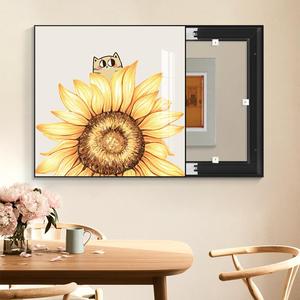 向日葵电表箱装饰画正方形现代简约遮挡电闸箱强弱电箱网线盒挂画