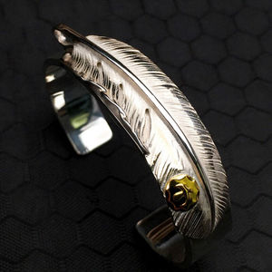 凡丘珠宝手工银饰goros点金羽毛手镯高桥吾郎风格925银男女余文乐