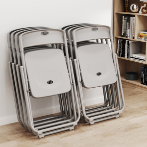 可折叠椅家用塑料简易凳子靠背椅便携办公室会议椅休闲宿舍小椅子