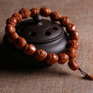 橄榄核十八财g神手串橄榄胡核雕八方有财男女文玩手工手雕须木生