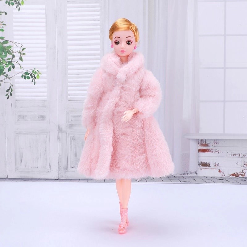 2222芭比怡熙娃娃毛绒大衣服f装外套装冬天棉衣仿真皮草e换装洋a.