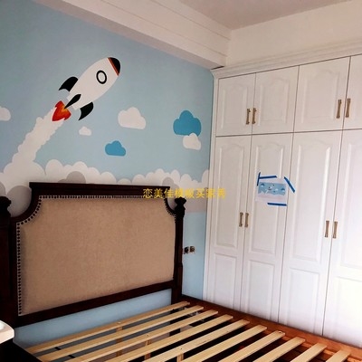 i墙面刷漆图案模板男孩女孩i儿童房背景墙乳胶漆造型贴纸镂空20