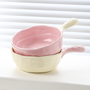特别好看的泡面碗带手柄陶瓷高颜值餐具宿舍学生水果沙拉碗手柄碗