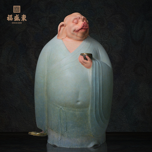 福盛东净坛使者佛像纯铜高温着色天蓬元帅神像猪八戒摆件工艺品