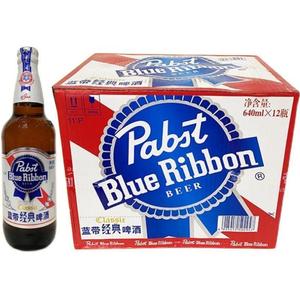 蓝带啤酒玻璃瓶经典11度640ml*12瓶装大瓶特价小麦黄啤酒闷倒驴